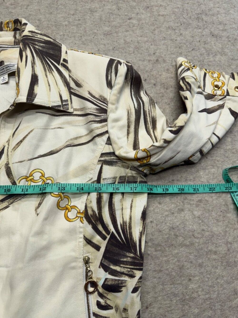 St. John Sport By Marie Gray Canvas Tropical Zip Up Jacket Size Petite - Picture 8 of 10